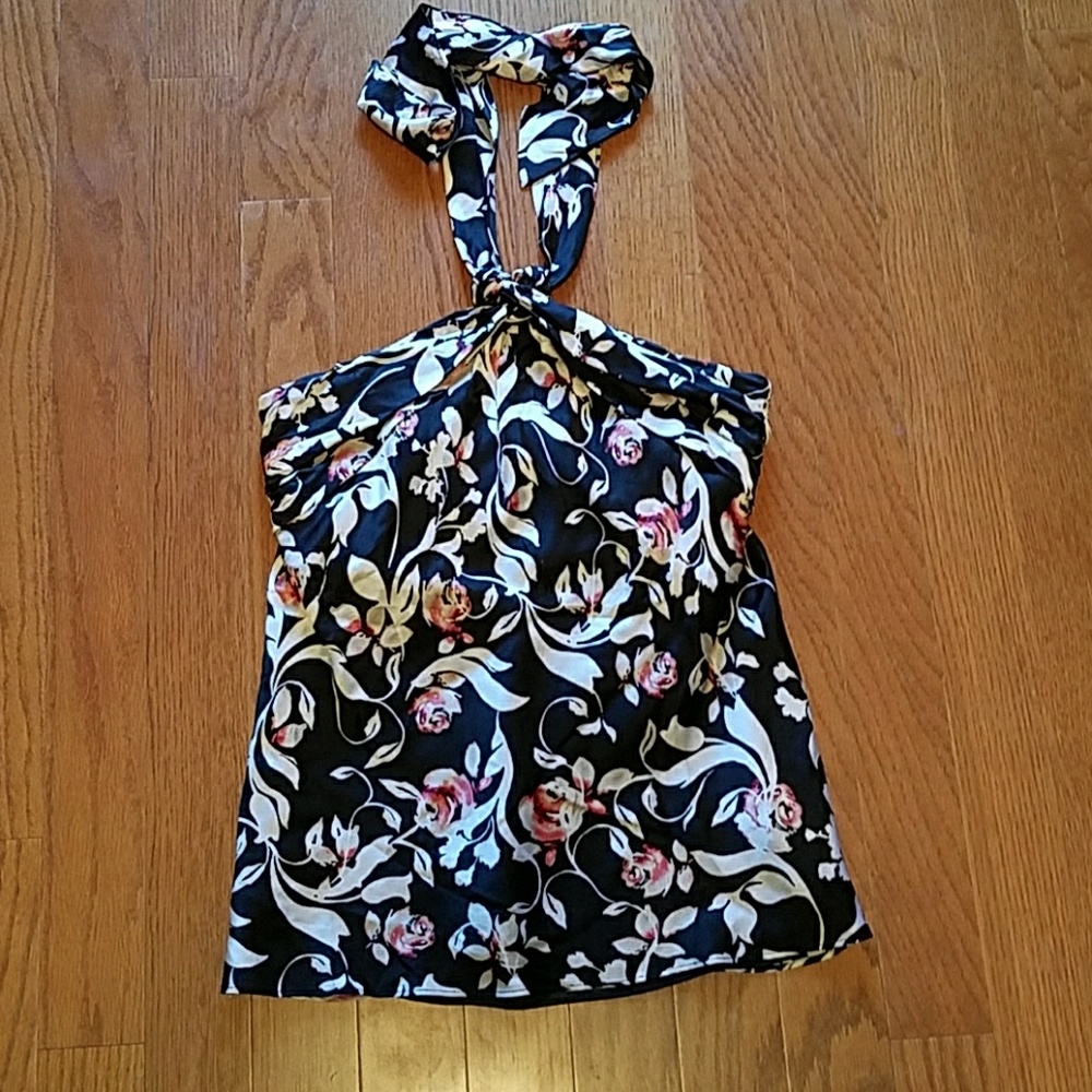 Whbm silk floral top sz4